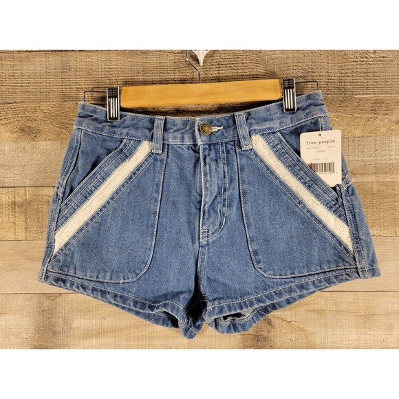 Free People Pants - Free People NWT Denim short lace trim Size 25